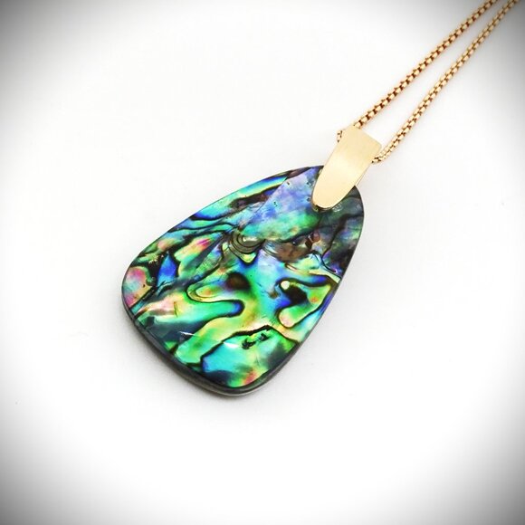 KENDRA SCOTT Maeve Rose Gold Plated Abalone Shell  Pendant Long Necklace - Picture 1 of 8